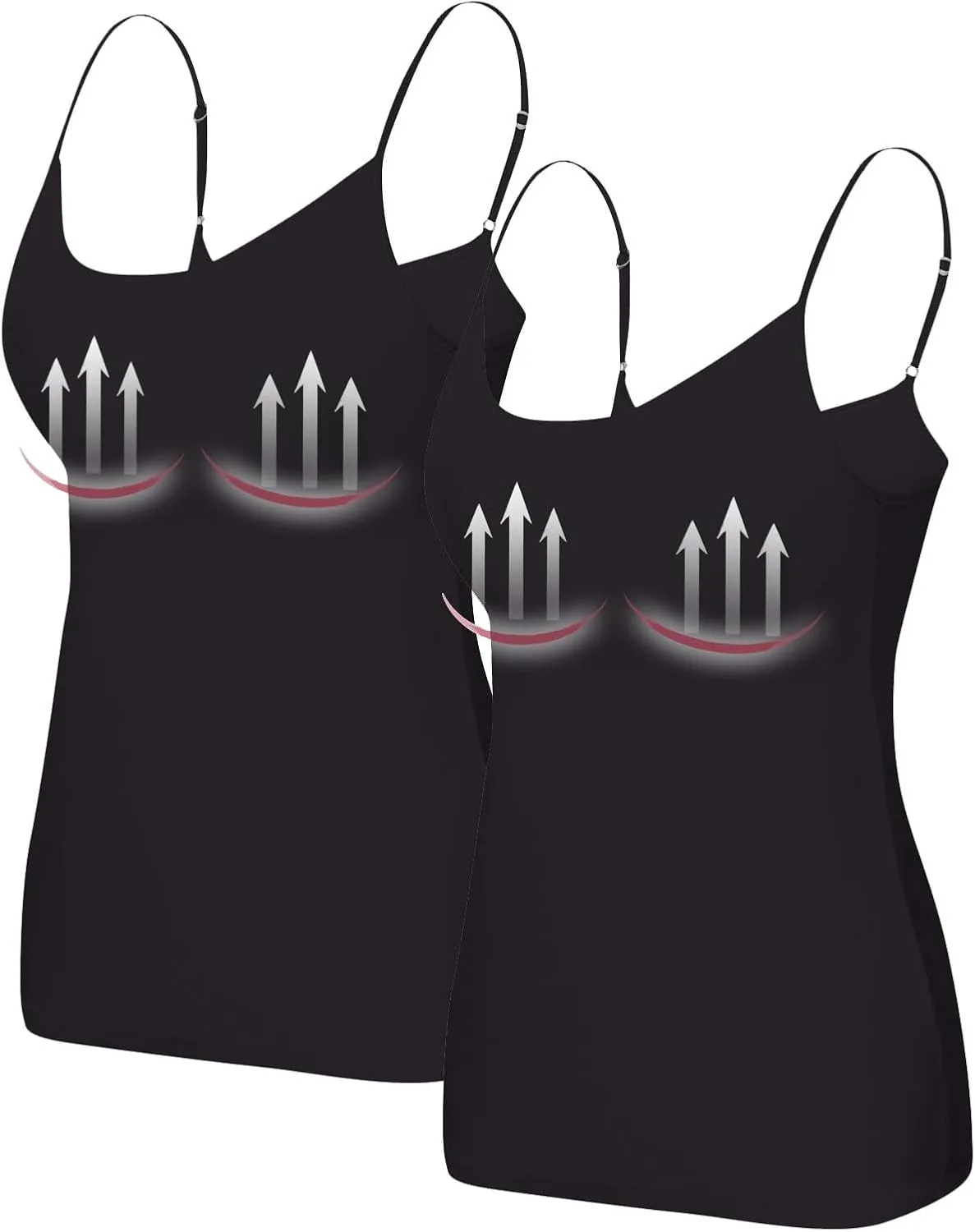 2 Pack Built in Bra Tank Tops for Women Summer Casual Spaghetti Strap Camisole Plus Size Workout Padded Tank Tops