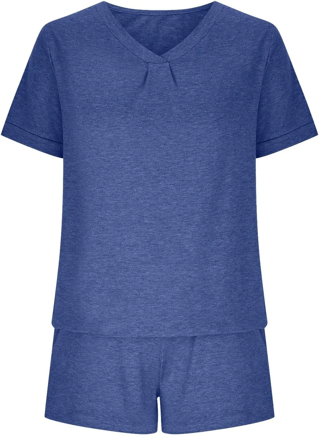 2 Piece Pj Sets For Women Summer Trendy Solid Color V Neck Short Sleeve Top And Shorts Comfy Sleepwear Outfit Loungewear