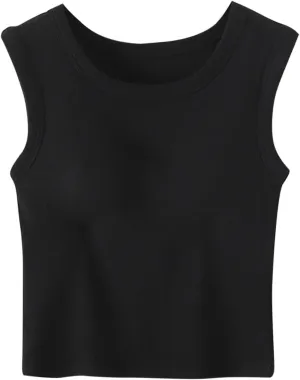 2025 Tank Tops for Women Lightweight Breathable Solid Color Smooth Tanks Round Neck Stretchy Wide Strip Undershirt