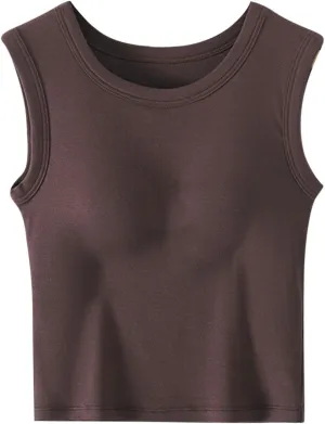 2025 Tank Tops for Women Lightweight Breathable Solid Color Smooth Tanks Round Neck Stretchy Wide Strip Undershirt