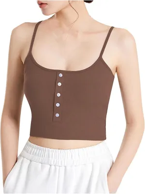 2025 Tanks for Women with Built in Bras Front Button Down Lightweight U Neck Soft Smooth Casual Lounge Tank Tops