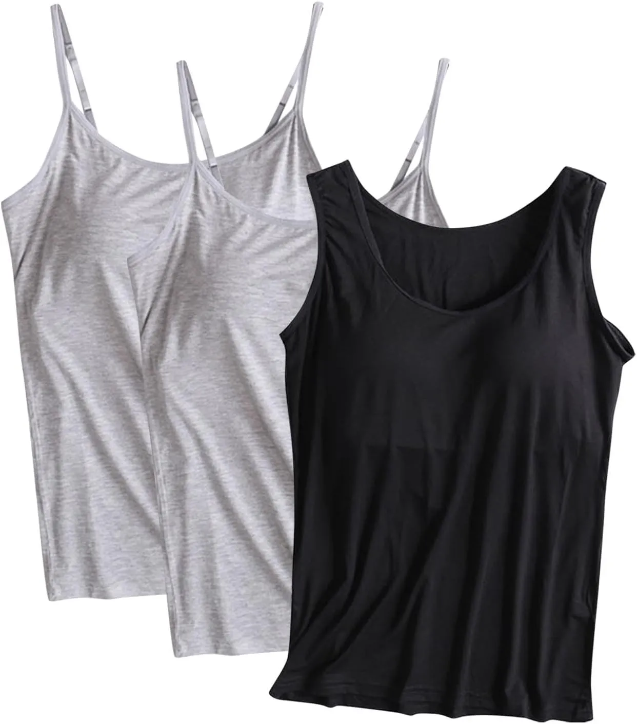 3PC Tank Tops with Built in Bras for Women,Basic Camisole Top 2025 Summer Fashion Trendy Casual Tanks for Yoga