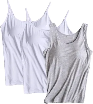3PC Tank Tops with Built in Bras for Women,Basic Camisole Top 2025 Summer Fashion Trendy Casual Tanks for Yoga