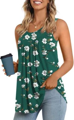 Anydeer Womens Summer Tank Tops Sleeveless Shirts 2025 Casual Tunics Loose Fit Blouses for Ladies Plus Size M-4XL