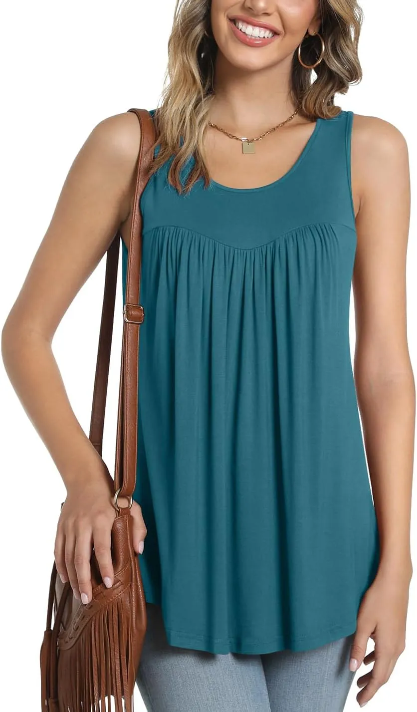 Anydeer Womens Summer Tank Tops Sleeveless Shirts 2025 Casual Tunics Loose Fit Blouses for Ladies Plus Size M-4XL