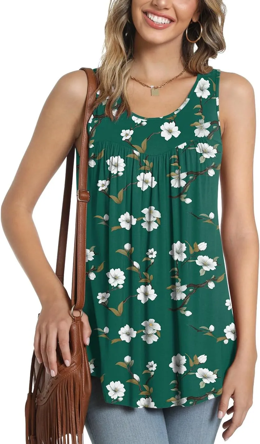 Anydeer Womens Summer Tank Tops Sleeveless Shirts 2025 Casual Tunics Loose Fit Blouses for Ladies Plus Size M-4XL