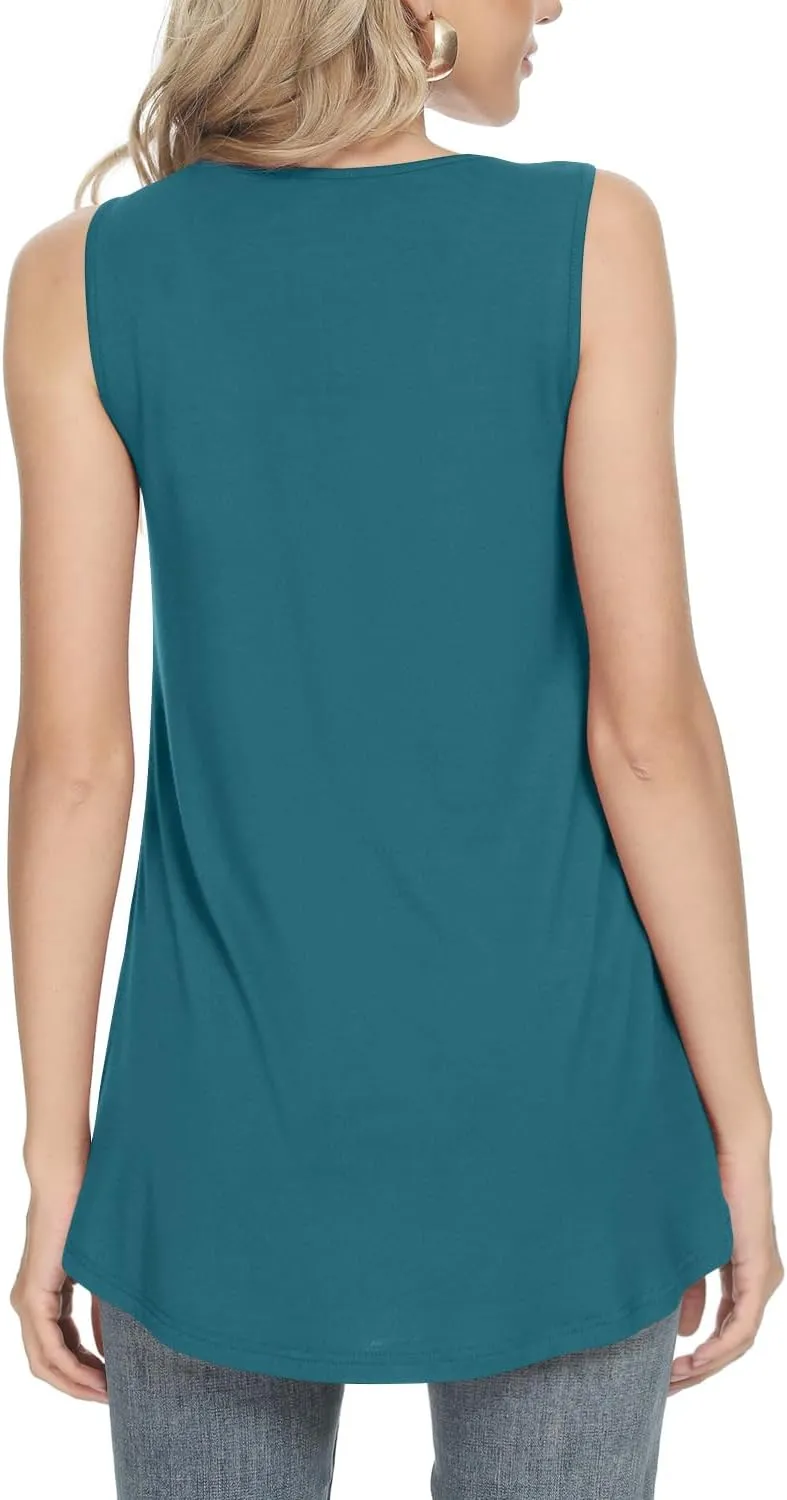 Anydeer Womens Summer Tank Tops Sleeveless Shirts 2025 Casual Tunics Loose Fit Blouses for Ladies Plus Size M-4XL