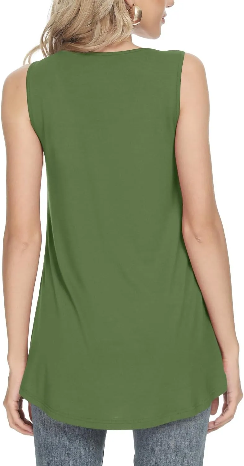 Anydeer Womens Summer Tank Tops Sleeveless Shirts 2025 Casual Tunics Loose Fit Blouses for Ladies Plus Size M-4XL