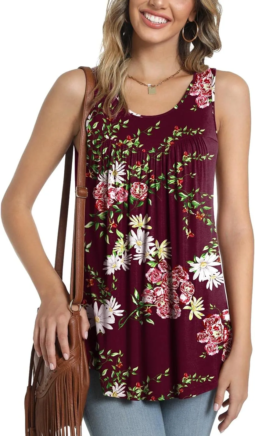 Anydeer Womens Summer Tank Tops Sleeveless Shirts 2025 Casual Tunics Loose Fit Blouses for Ladies Plus Size M-4XL
