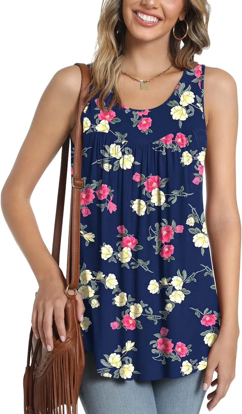 Anydeer Womens Summer Tank Tops Sleeveless Shirts 2025 Casual Tunics Loose Fit Blouses for Ladies Plus Size M-4XL