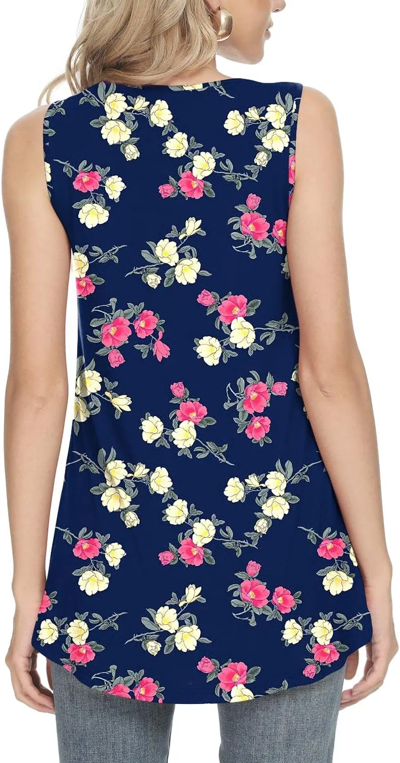 Anydeer Womens Summer Tank Tops Sleeveless Shirts 2025 Casual Tunics Loose Fit Blouses for Ladies Plus Size M-4XL