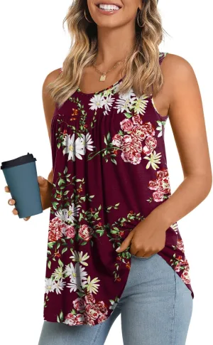 Anydeer Womens Summer Tank Tops Sleeveless Shirts 2025 Casual Tunics Loose Fit Blouses for Ladies Plus Size M-4XL