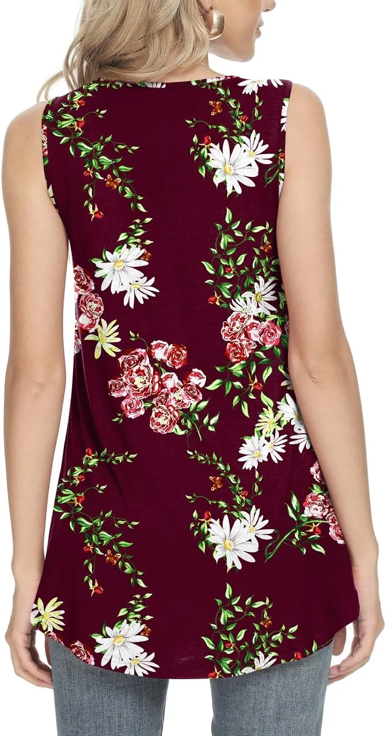 Anydeer Womens Summer Tank Tops Sleeveless Shirts 2025 Casual Tunics Loose Fit Blouses for Ladies Plus Size M-4XL