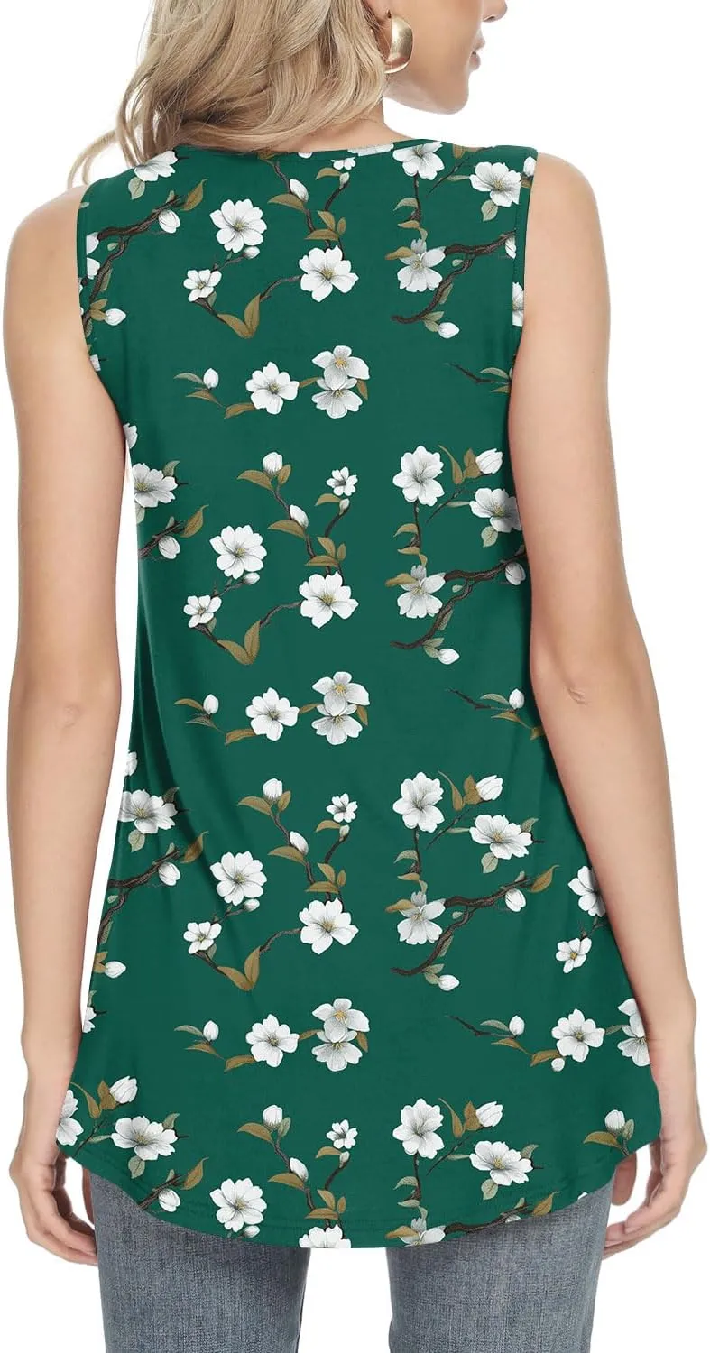 Anydeer Womens Summer Tank Tops Sleeveless Shirts 2025 Casual Tunics Loose Fit Blouses for Ladies Plus Size M-4XL