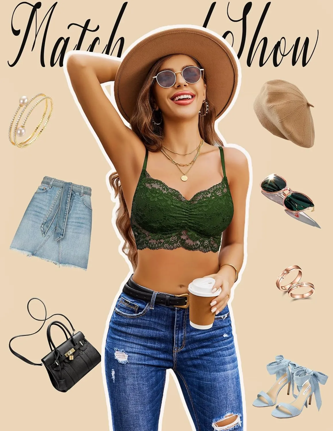 Avidlove Lace Bralette for Women V Neck Cami Tank Y2k Camisoles Adjustable Spaghetti Strap Crop Top