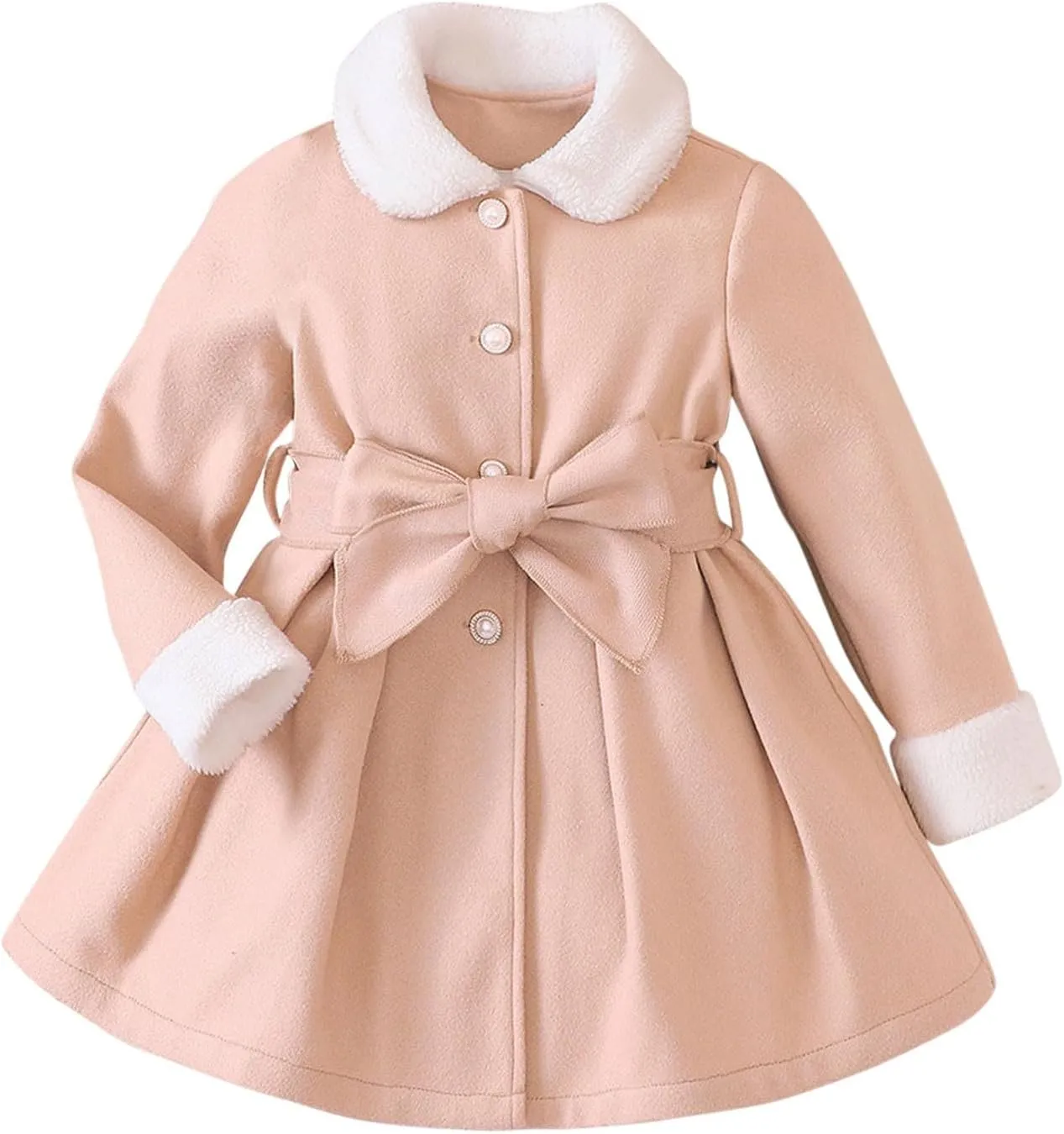 Baby Girls' and Toddler Dress Coat Kids Winter Warm Fleece Jackets Sweatshirt Trench Coat with Belt Children's