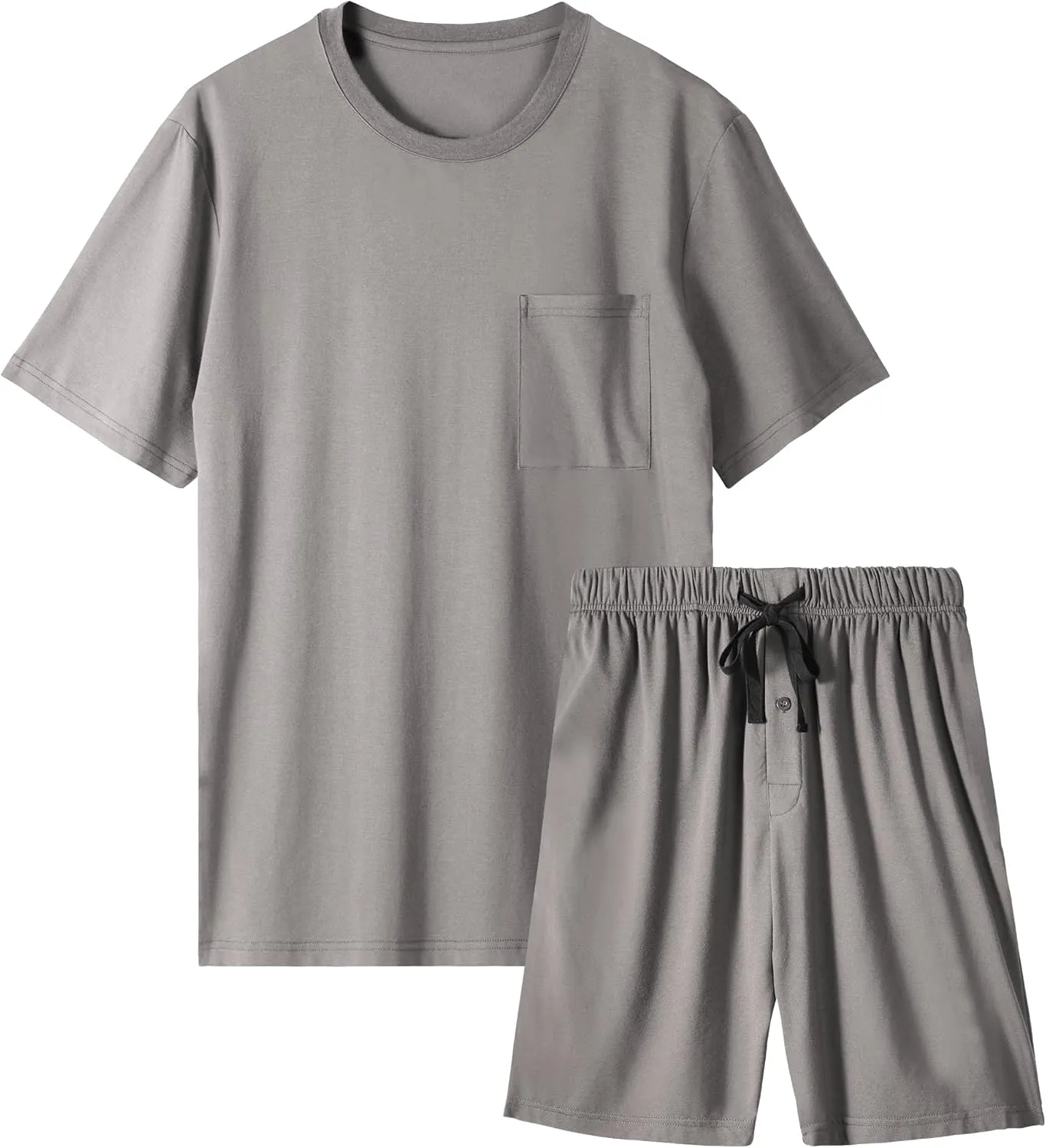 BAMBOO COOL Mens Pajama Set Summer Pjs Sleepwear Short Sleeve Shirts Soft Lightweight Sleep Sets with Pockets S-2XL