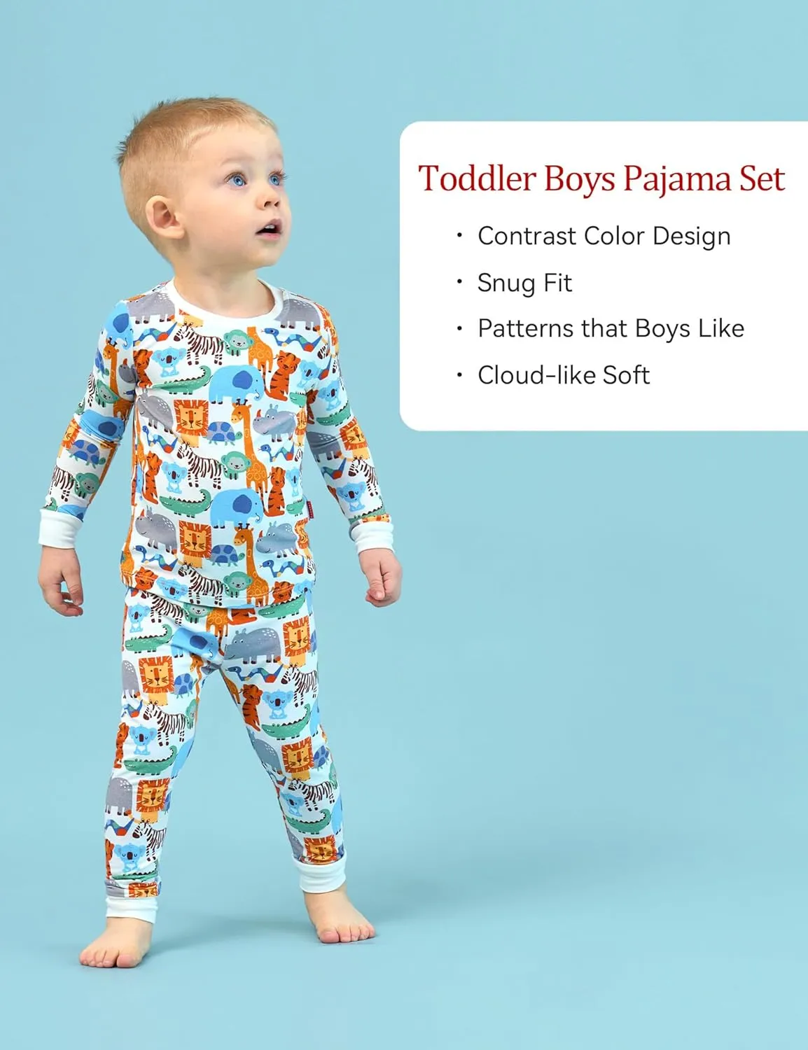 Bamboo-derived Viscose Toddler Boys' Sleepwear Long Sleeve 2 Pieces Boys' Pajama Sets