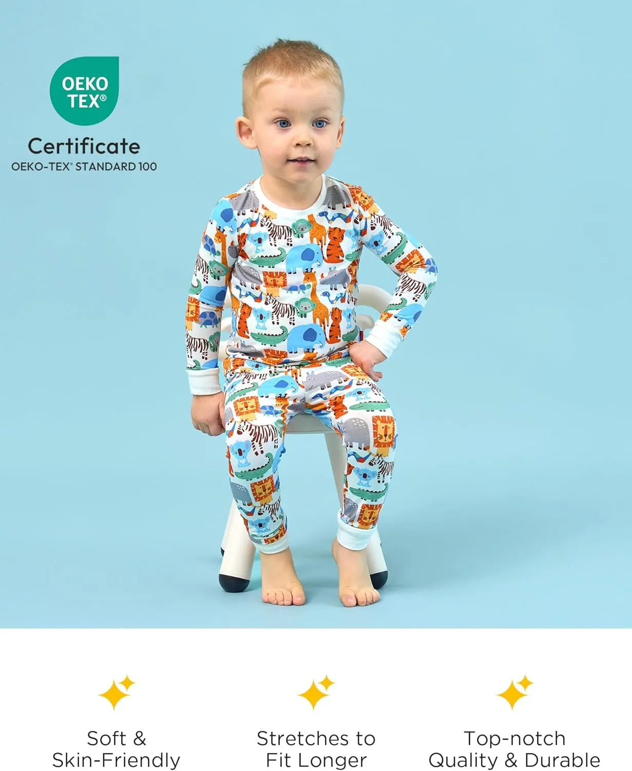 Bamboo-derived Viscose Toddler Boys' Sleepwear Long Sleeve 2 Pieces Boys' Pajama Sets
