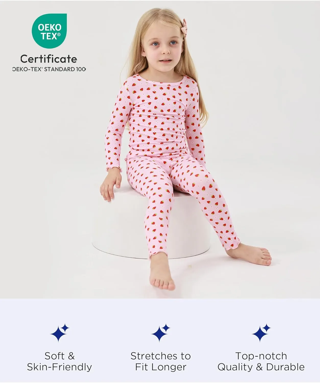 Bamboo Viscose Girls' Sleepwear Toddler Long Sleeve 2 Pieces Girls' Pajama Sets
