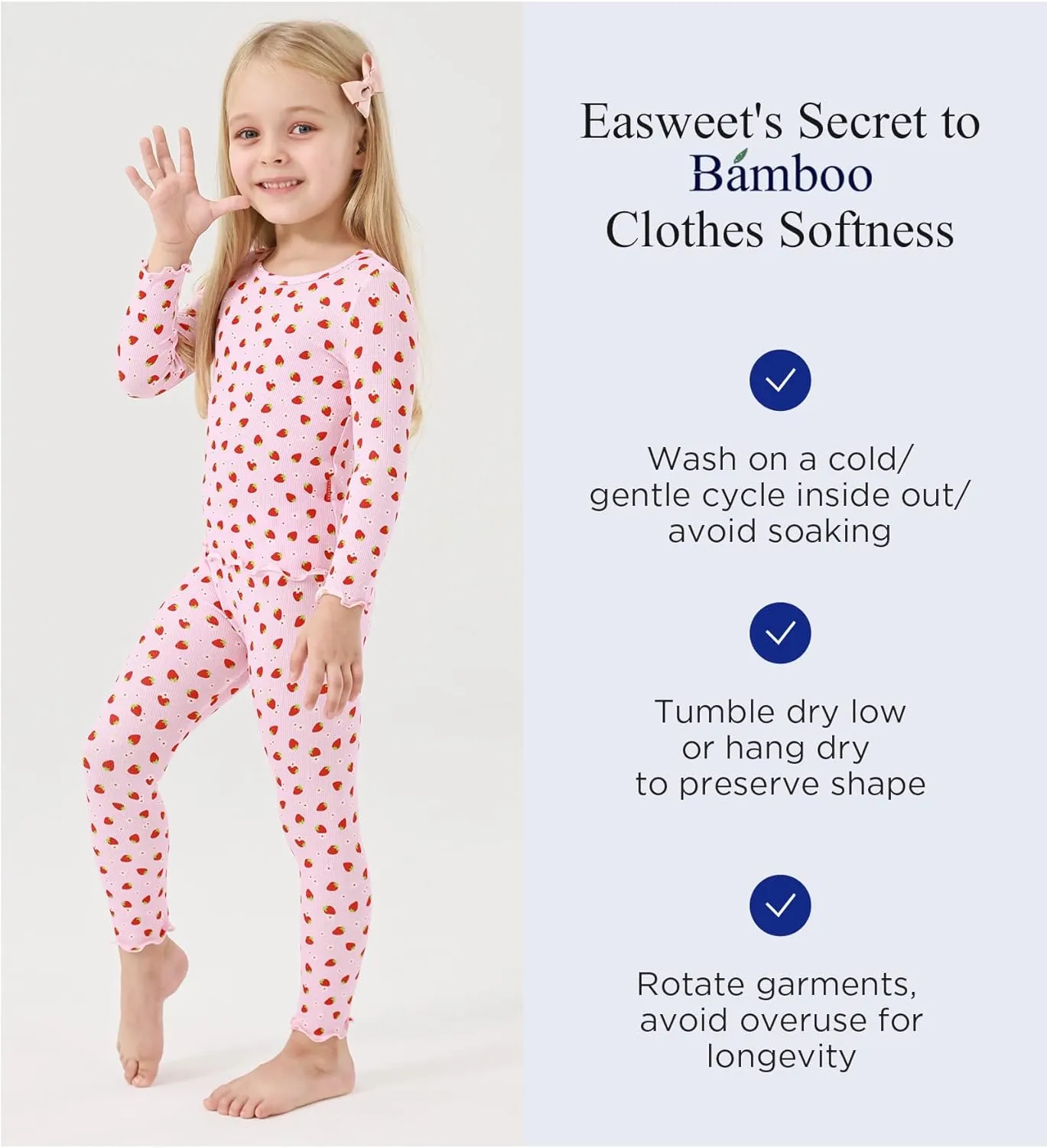 Bamboo Viscose Girls' Sleepwear Toddler Long Sleeve 2 Pieces Girls' Pajama Sets
