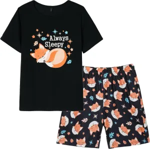 Big Girls Summer Cute Pajama Sets Striped Hearts Shape Printed Sleepwear
