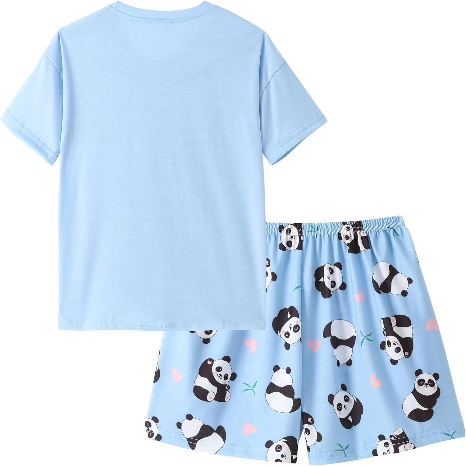 Big Girls Summer Cute Pajama Sets Striped Hearts Shape Printed Sleepwear