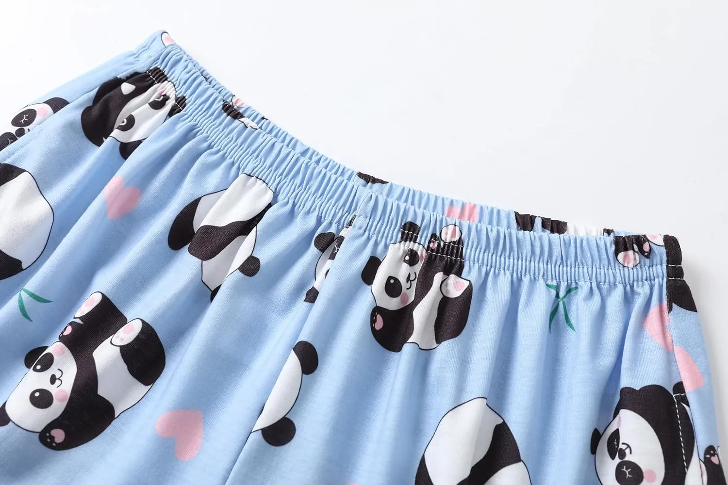 Big Girls Summer Cute Pajama Sets Striped Hearts Shape Printed Sleepwear