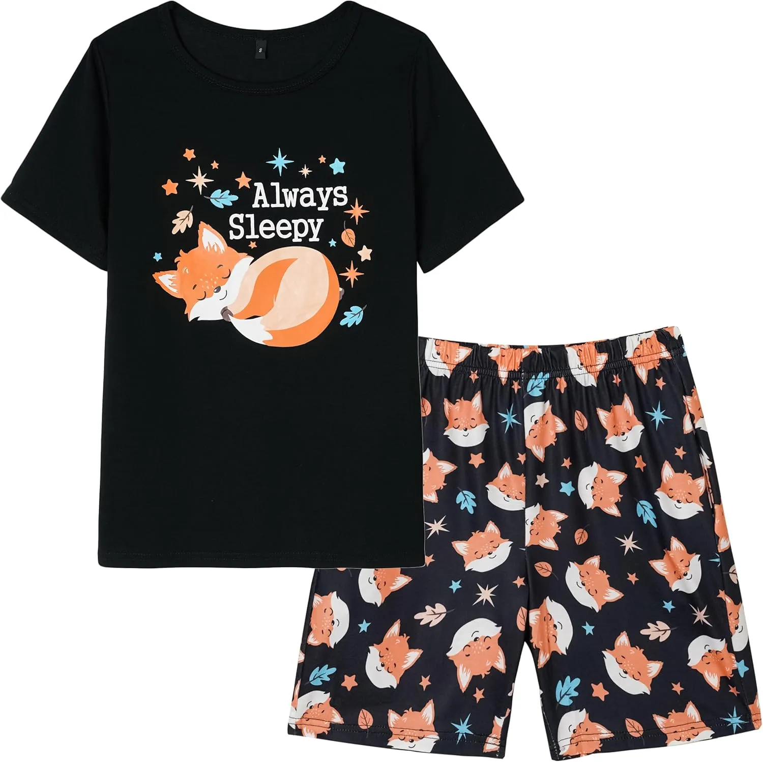Big Girls Summer Cute Pajama Sets Striped Hearts Shape Printed Sleepwear