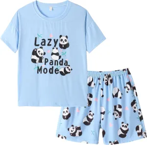 Big Girls Summer Cute Pajama Sets Striped Hearts Shape Printed Sleepwear