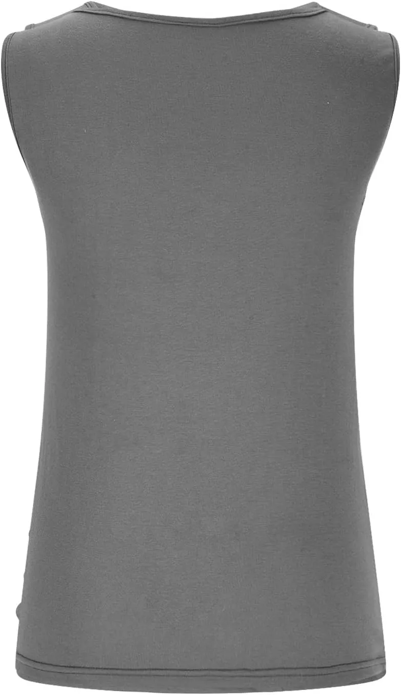 Binmer Ruched Button Decor Tank Top for Womens 2024 Trendy V Neck Shirts Casual Solid Party Club Vest Summer Sleeveless Tees
