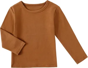 Boys Girls Long Sleeve T-Shirts Kids Soft Cotton Basic Layering Tee Tops Undershirts for 12M-14Yrs