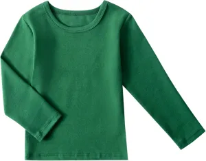 Boys Girls Long Sleeve T-Shirts Kids Soft Cotton Basic Layering Tee Tops Undershirts for 12M-14Yrs