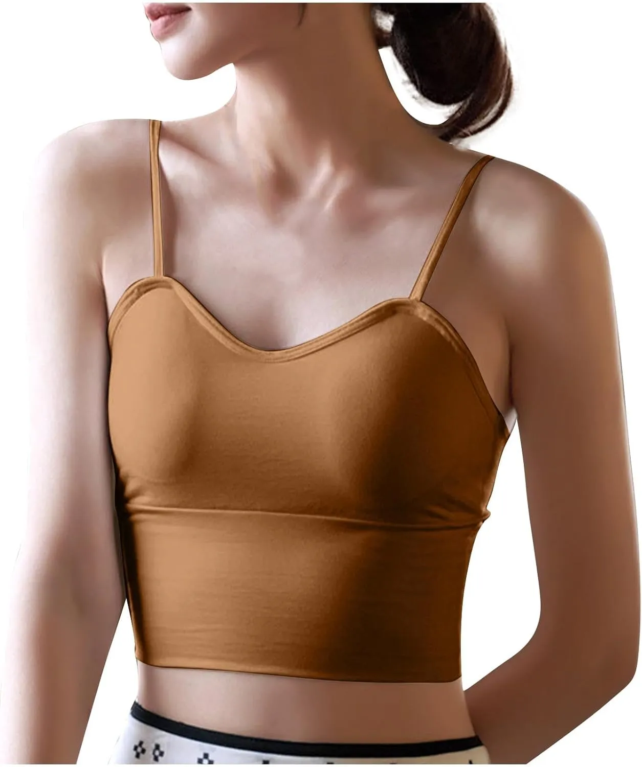 Bra Cami Tank with Built in Bra Sleeveless Lightweight Summer Cooling Tanks Tops V Neck Padded Undershirts for Women