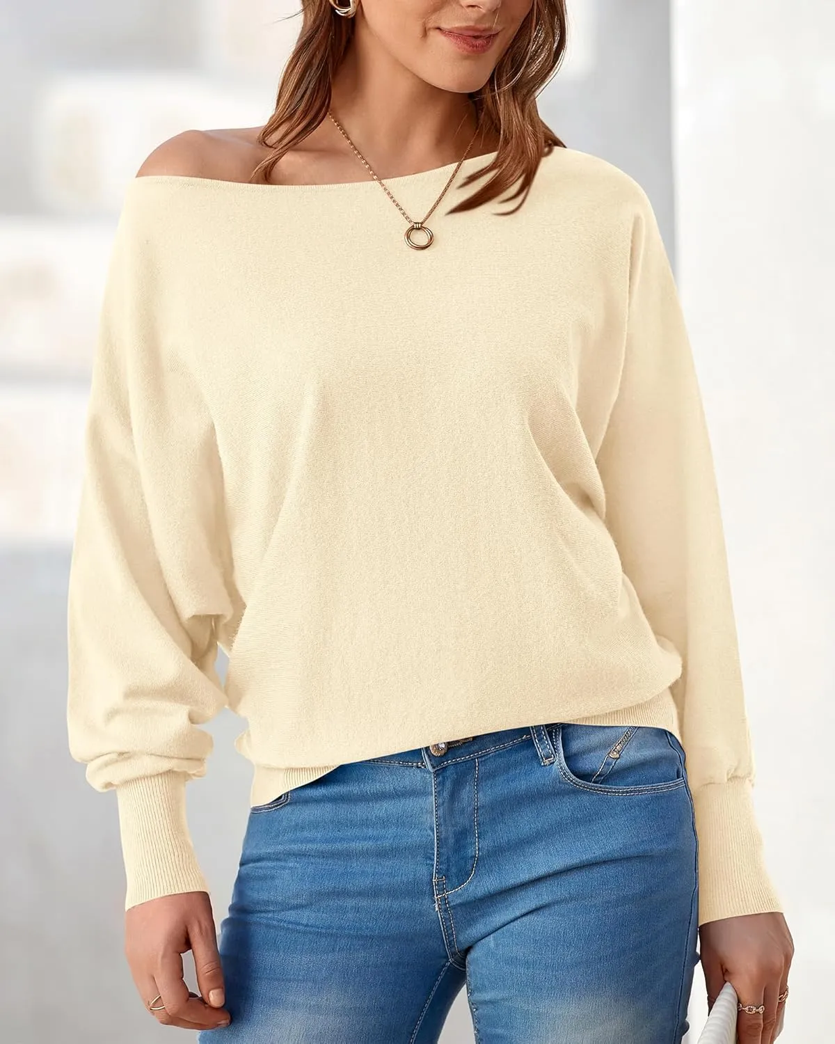 BTFBM Womens Trendy Off Shoulder Sweater 2024 Fall Long Sleeve Casual Loose Tunics Asymmetrical Pullover Going Out Tops