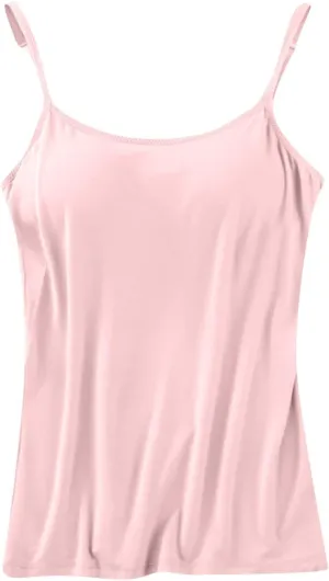 Built in Bra Tank Tops for Women Camisole Tops with Chest Pads Underwear One Thin Straps Sports Bottoming Shirt