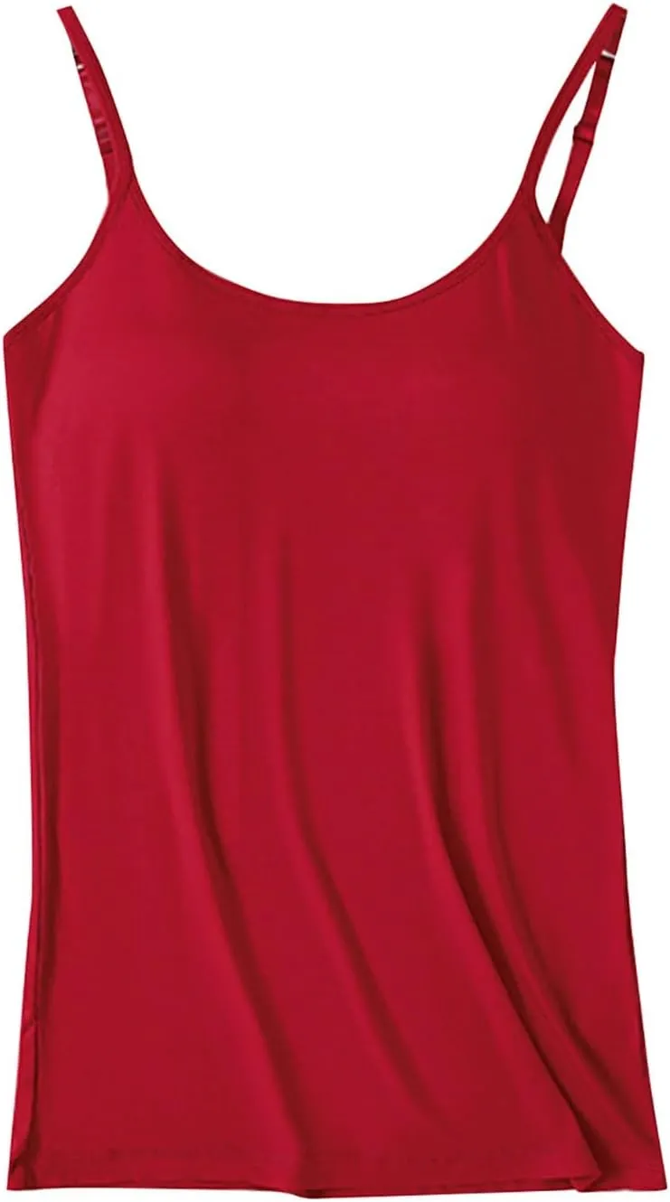 Camisole Tops for Women Built in Bra Spaghetti Strap Shelf Bra Tank Tops Sports Yoga Plus Size Underwear Camisoles