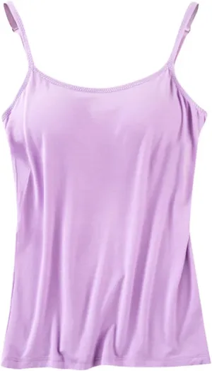Camisole Tops for Women Built in Bra Spaghetti Strap Shelf Bra Tank Tops Sports Yoga Plus Size Underwear Camisoles