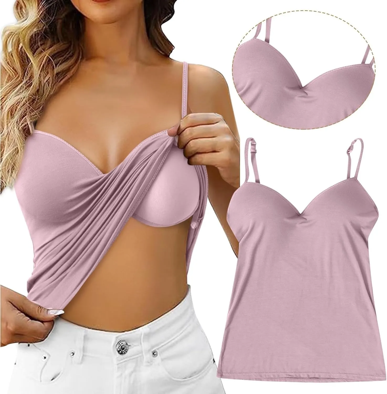 Camisole Tops for Women Cotton Racerback Breathable Tank Top Wtih Shelf Bra Workout Yoga Shirt