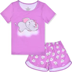 CHILDRENSTAR Pajama Sets for Girls Kids Pjs Summer Cotton Short Sleeve Sleepwear