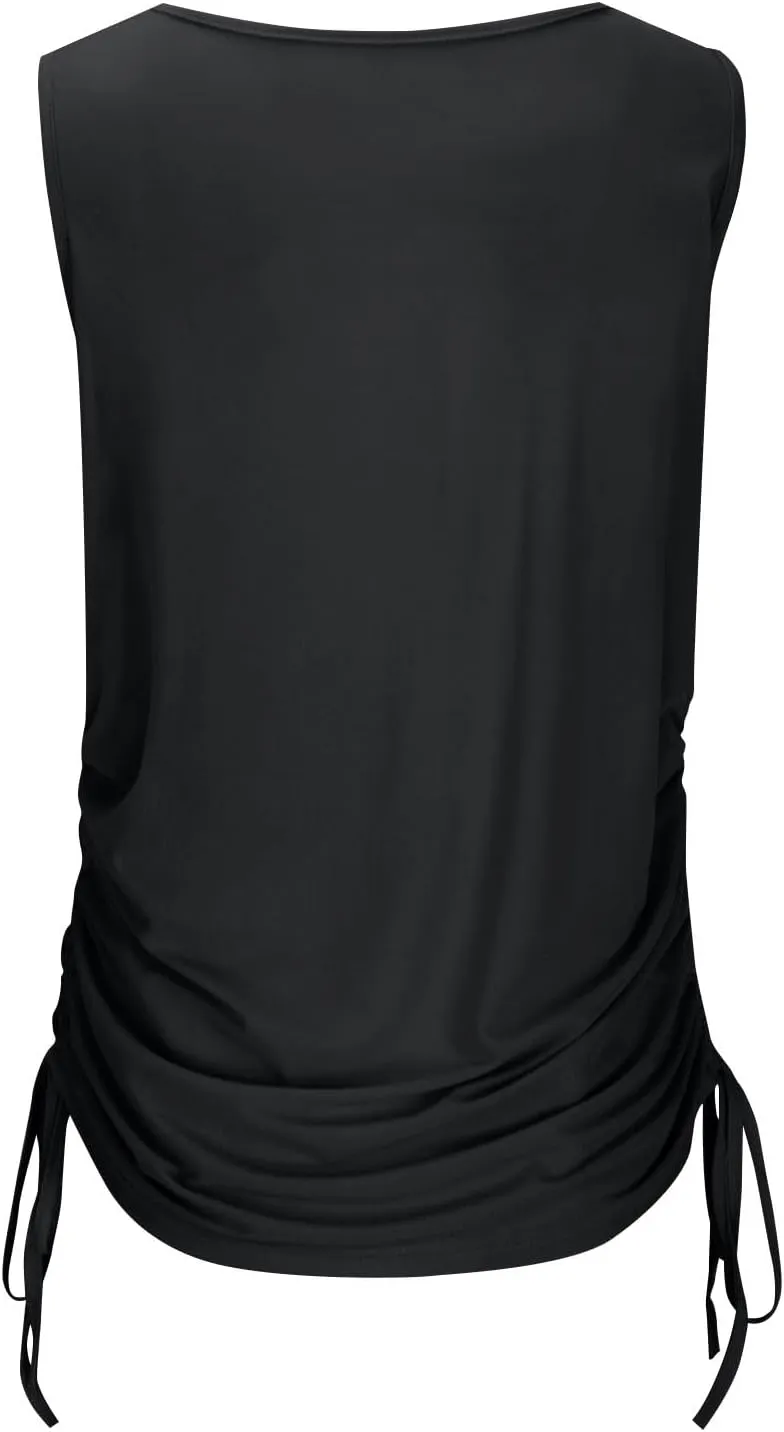Compression Tanks for Women Deep V Neck Sleeveless Tummy Control Soft Shirts Fashion Smocked Summer Tops Clothes