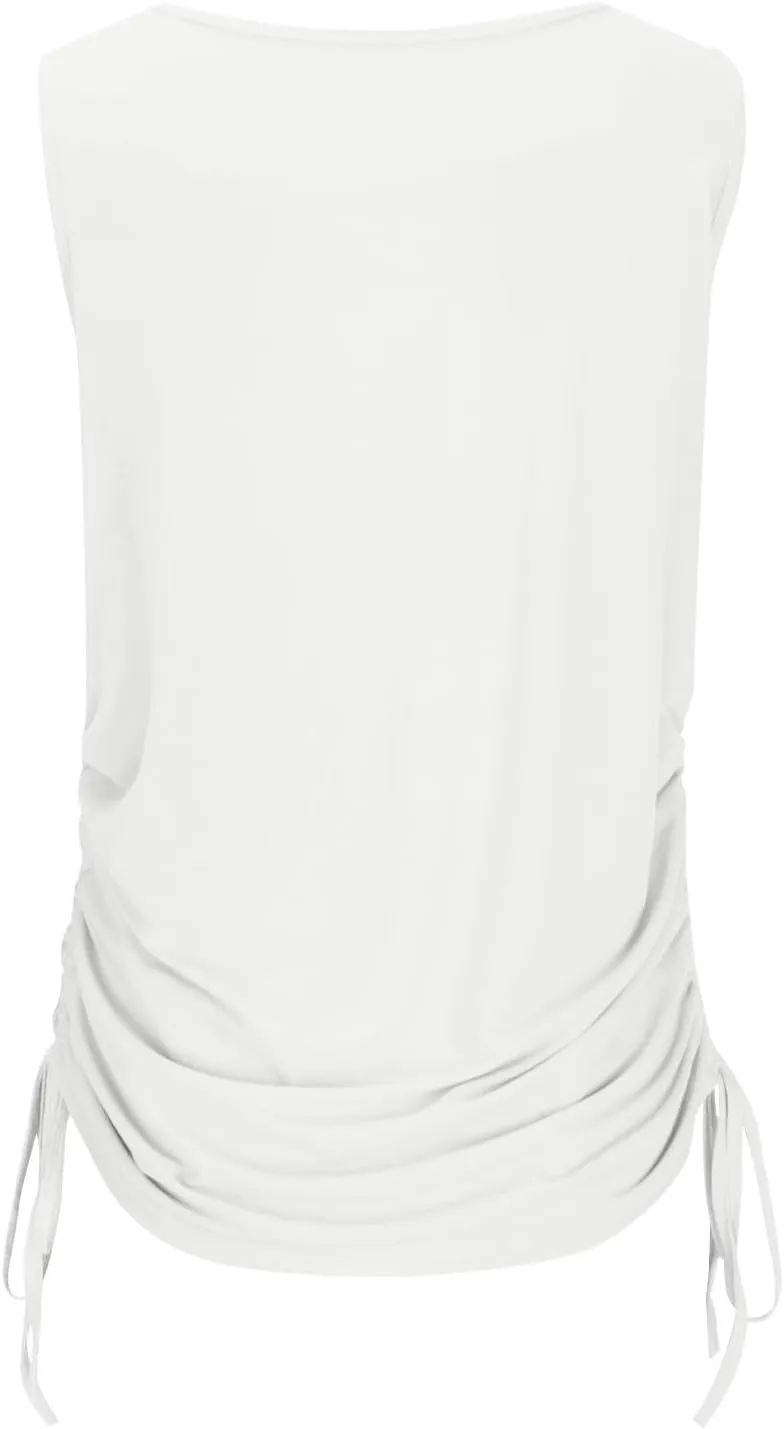 Compression Tanks for Women Deep V Neck Sleeveless Tummy Control Soft Shirts Fashion Smocked Summer Tops Clothes