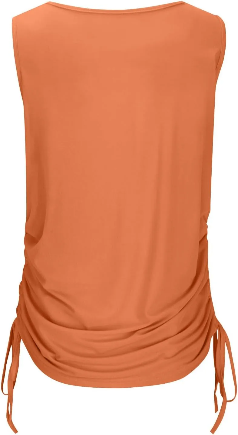 Compression Tanks for Women Deep V Neck Sleeveless Tummy Control Soft Shirts Fashion Smocked Summer Tops Clothes