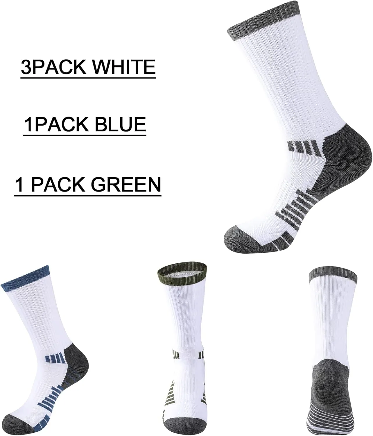 COOVAN Mens Crew Socks Moisture Wicking Thick Cushion Athletic Work Socks for men 5 Pairs