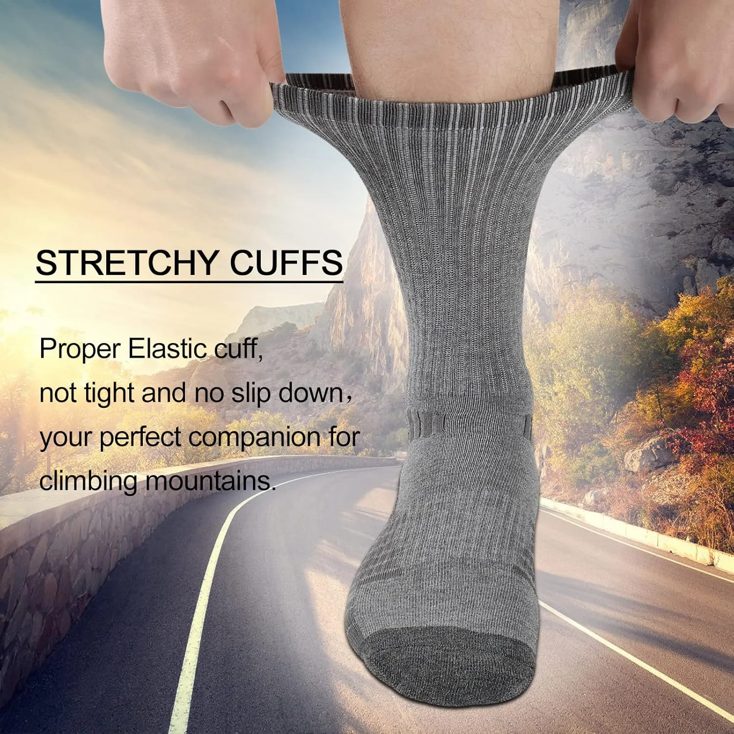 COOVAN Mens Crew Socks Moisture Wicking Thick Cushion Athletic Work Socks for men 5 Pairs