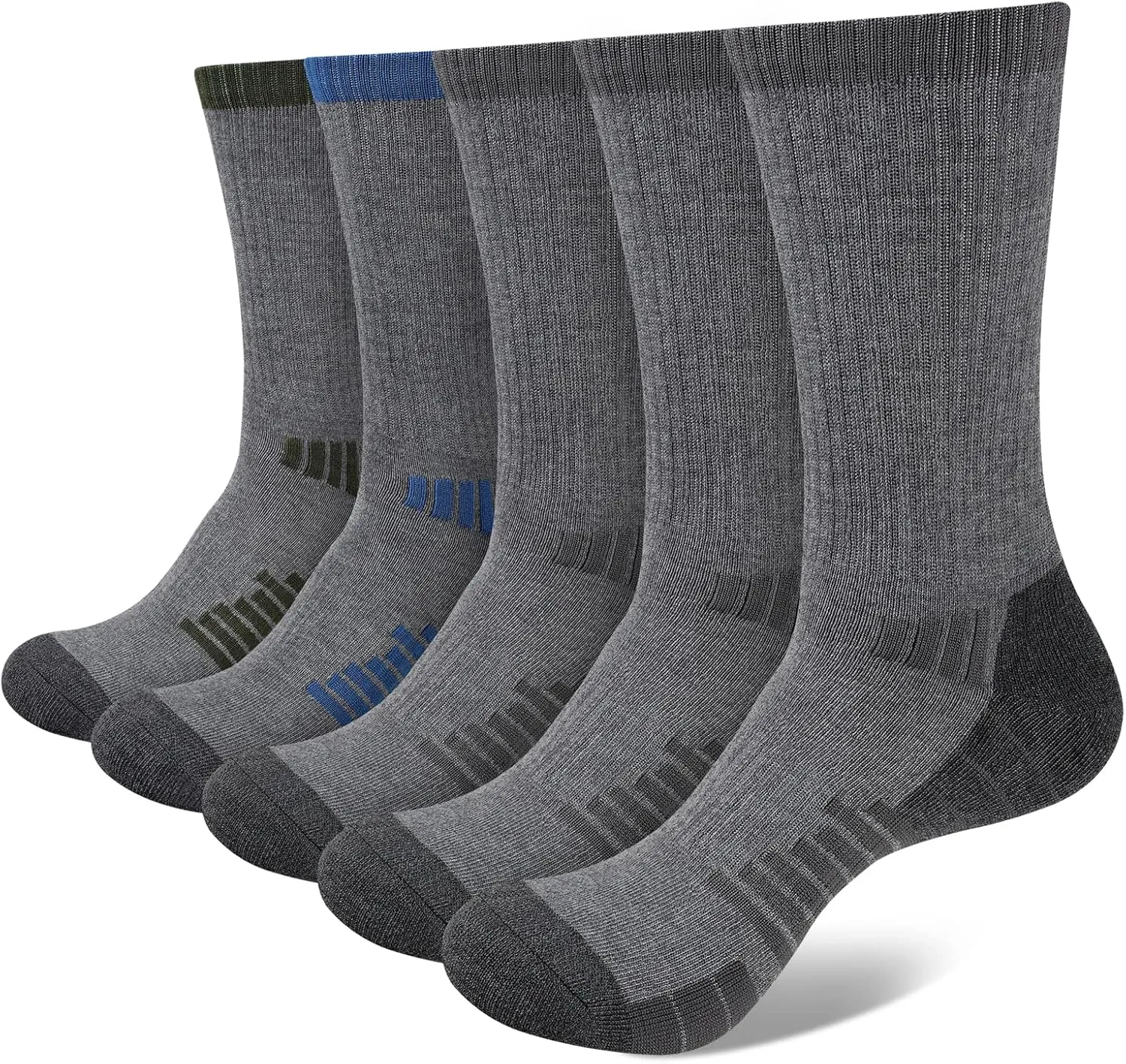 COOVAN Mens Crew Socks Moisture Wicking Thick Cushion Athletic Work Socks for men 5 Pairs