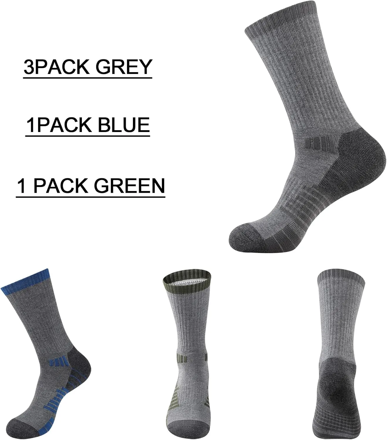 COOVAN Mens Crew Socks Moisture Wicking Thick Cushion Athletic Work Socks for men 5 Pairs