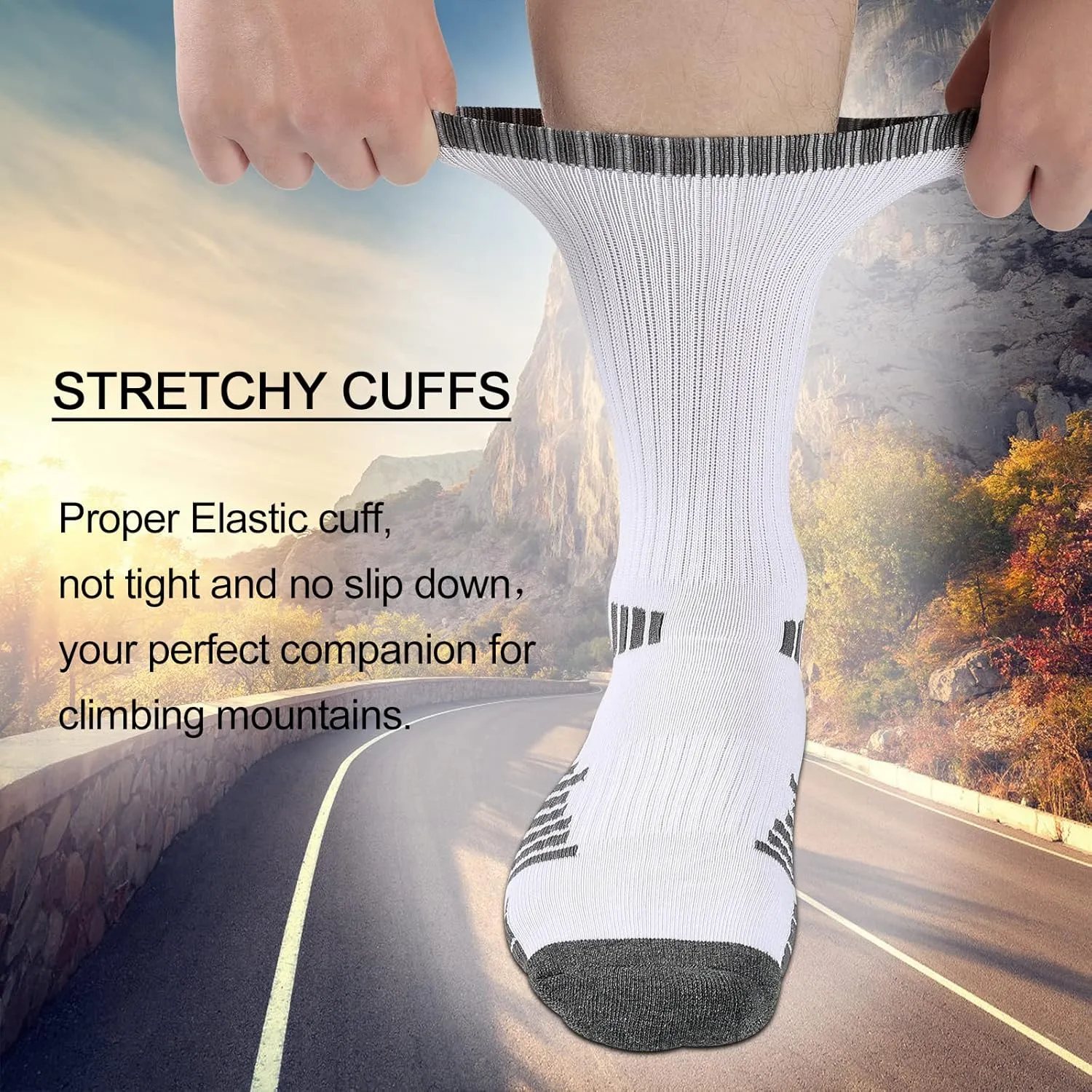 COOVAN Mens Crew Socks Moisture Wicking Thick Cushion Athletic Work Socks for men 5 Pairs