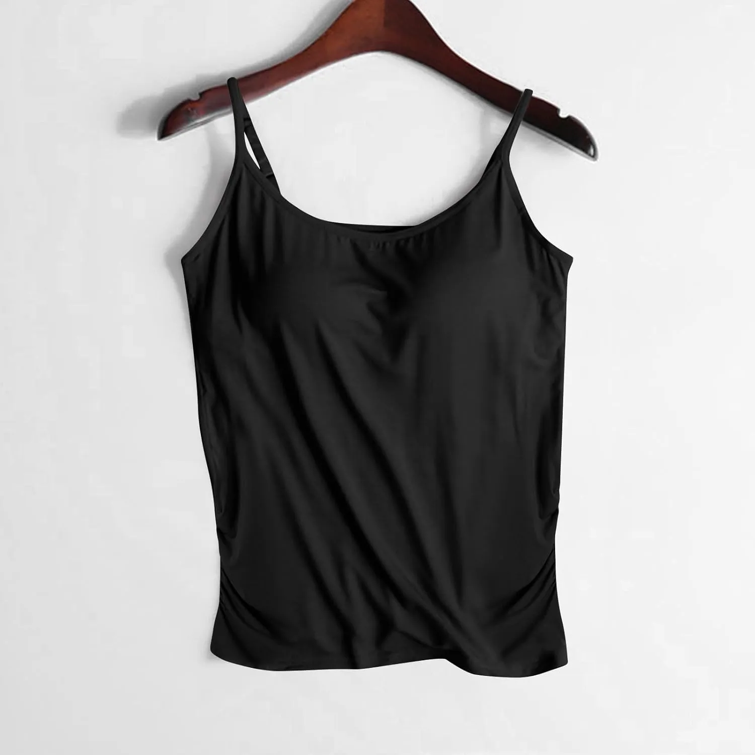 Cotton Camisole Tops for Women Built in Bra Plus Size Spaghetti Strap Tank Tops with Built in Bras Padded Camisoles