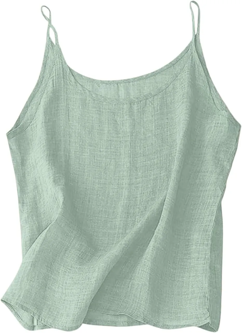 Cotton Linen Tank Tops for Women Loose Fit Sleeveless Tee Shirts Summer 2025 Casual Flowy Blouses Tunic Tops